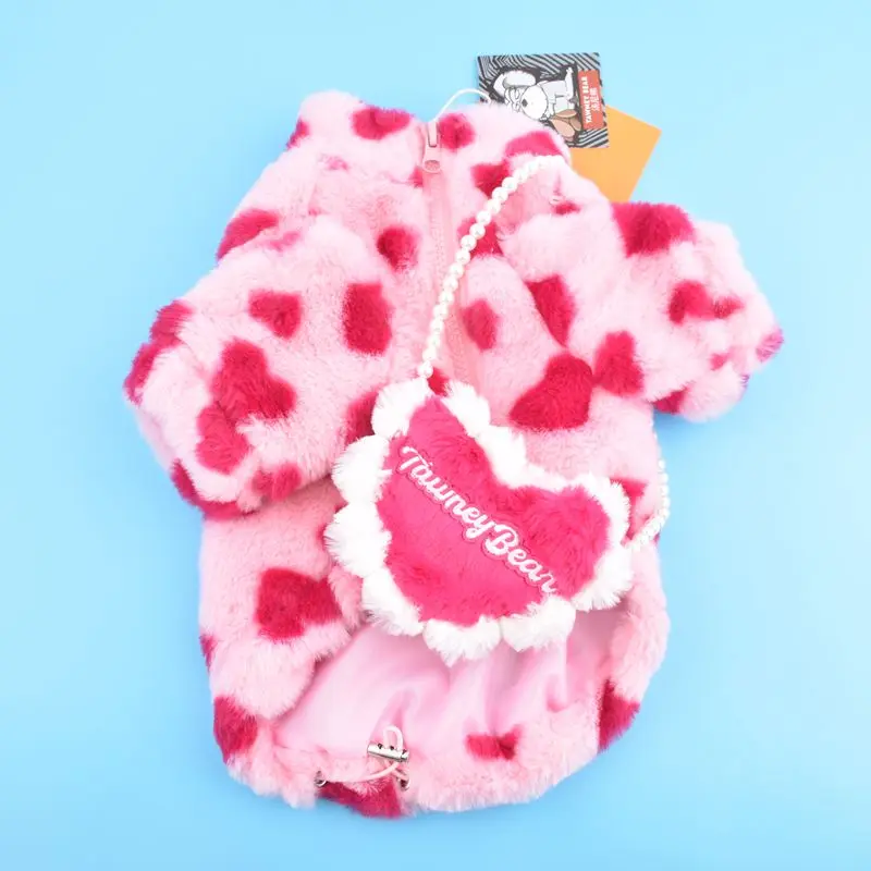 Winter Pet Dog Clothes Warm Fleece Dog Pink Plush jacket Dog Coat Jacket French Bulldog Clothing for Small Dogs Pets Costumes