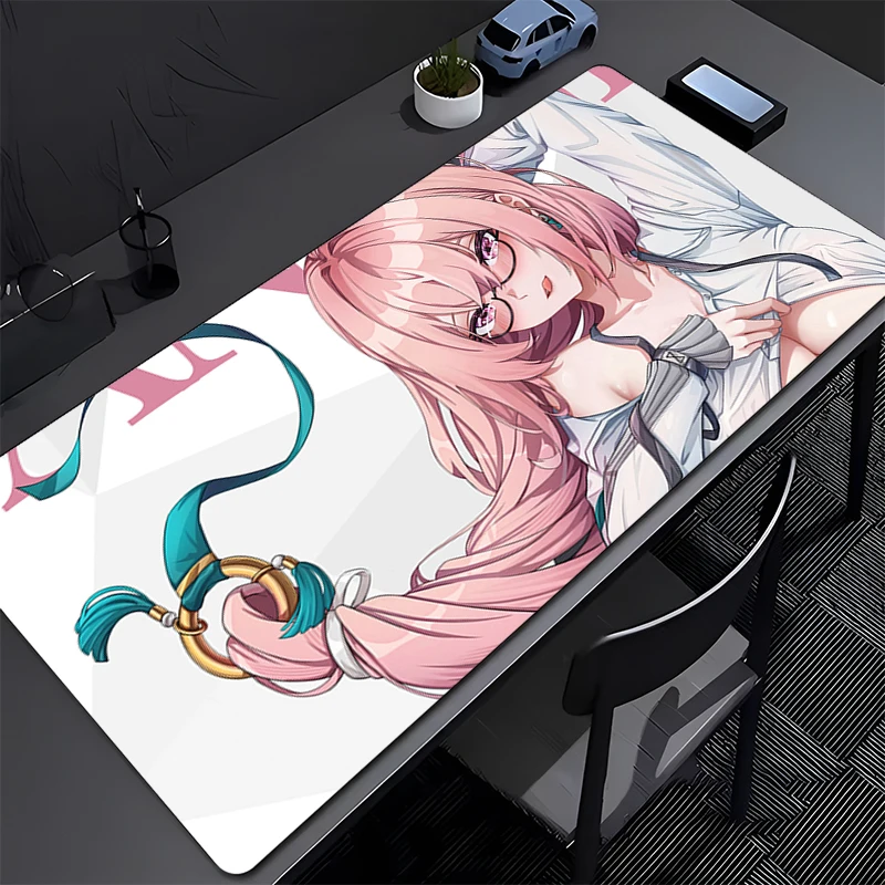 마우스 패드 애니메이션 소녀 책상 마우스 매트 노트북 Zenless Zone Zero 마우스 패드 PC Tsukishiro Yanagi Kawaii 키보드 패드 ZZZ 핑크 플레이 매트