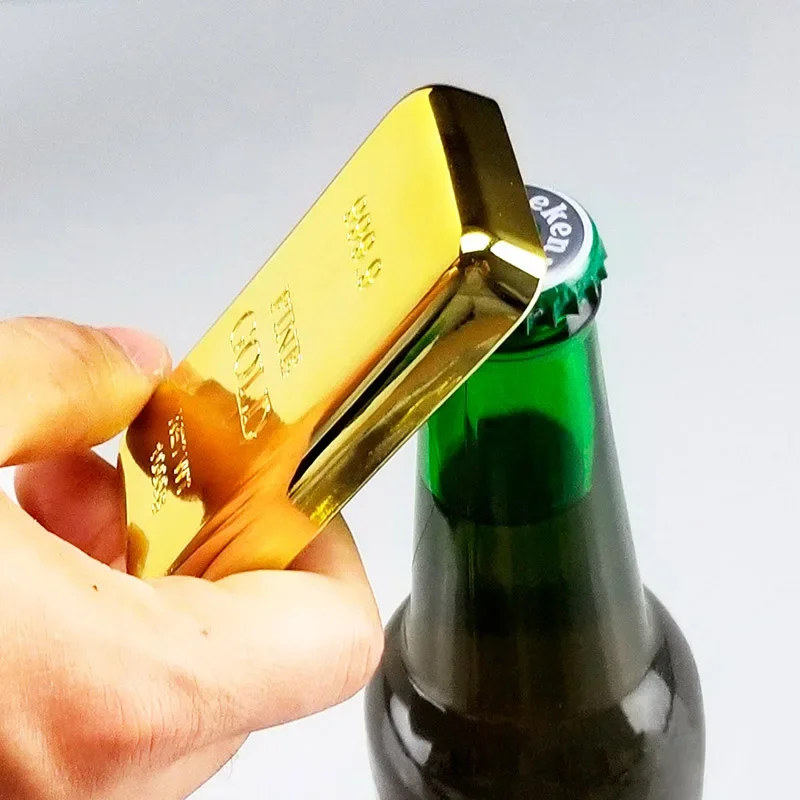 

Gold Bar Bottle Opener & Magnet Golden Bullion Fridge Beer Openers Bar Kitchen Utensils Daily Necessitie Items 1pcs