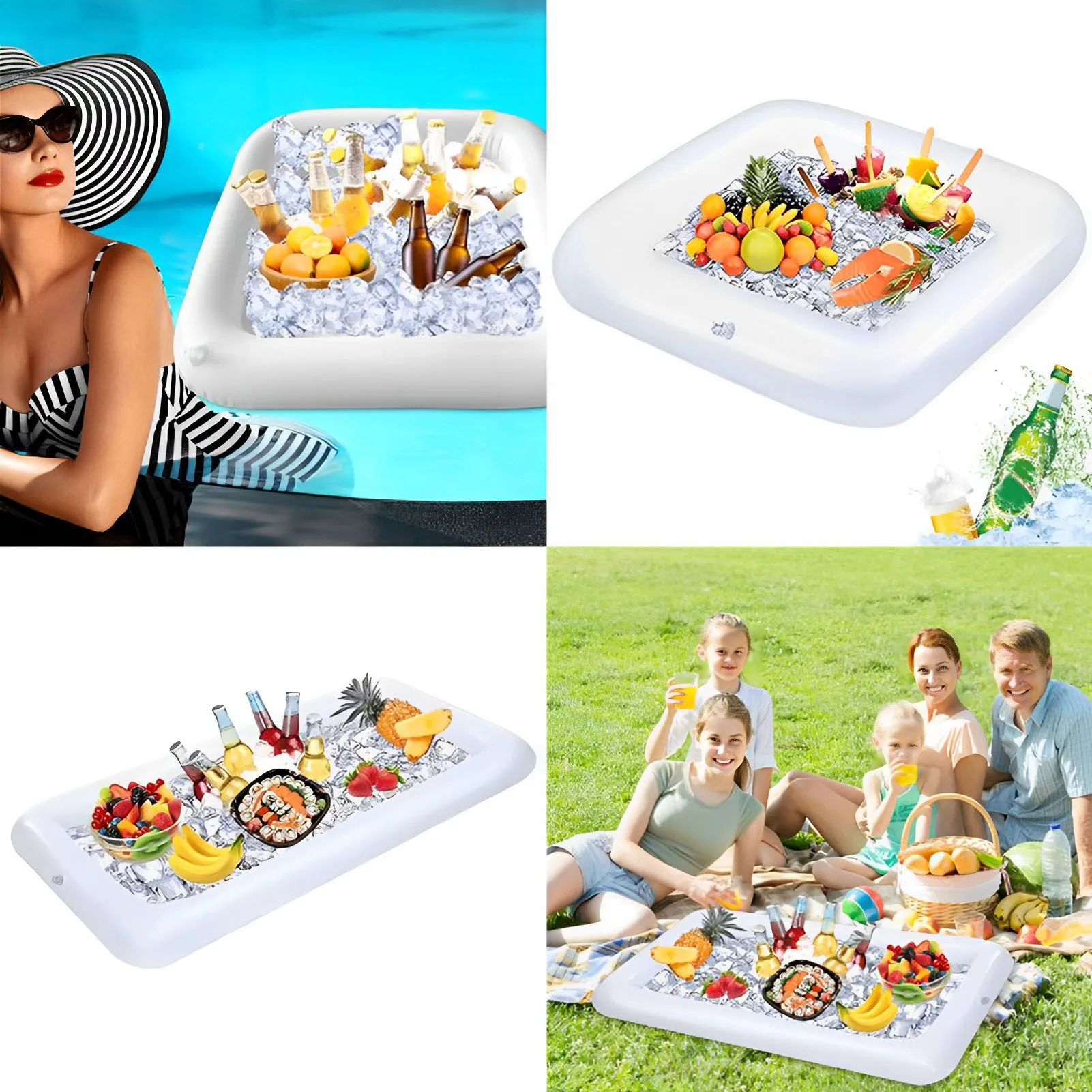 Inflatable Pool Drink Float Tray Easy to Use with Sturdy and Durable Material Suitable for Beach Party Supplies