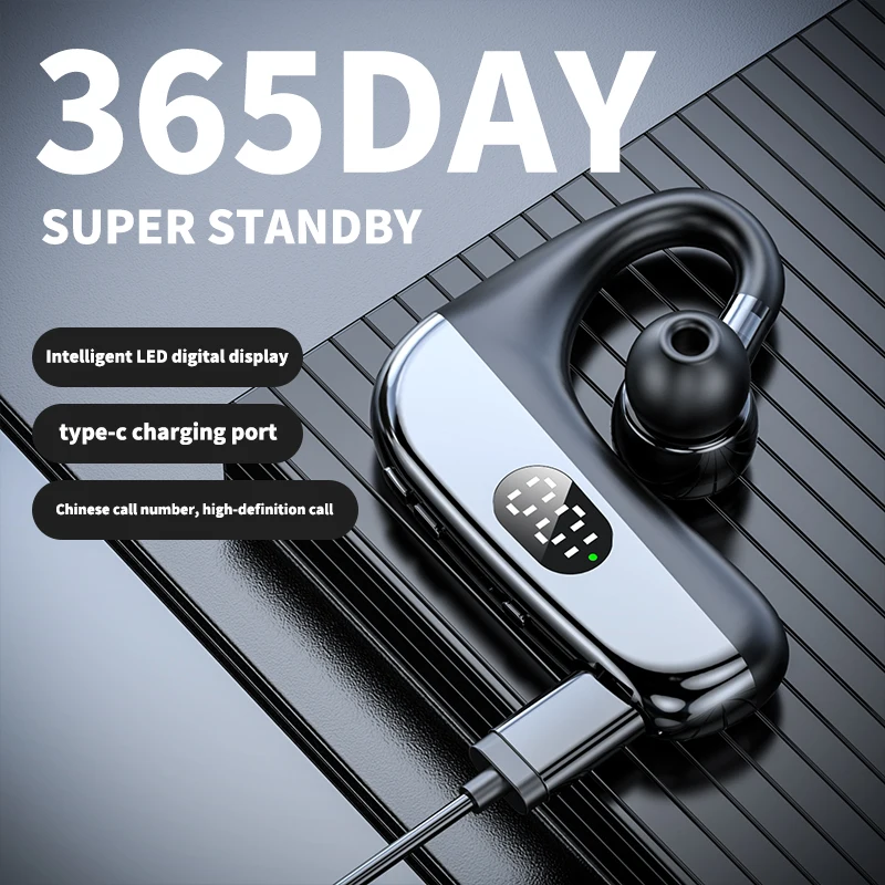 الأعمال سماعة رأس لاسلكية LED عرض بلوتوث 5.2 الاستماع/دعوة 40-60 ساعة مع هيئة التصنيع العسكري ايفي باس سماعة أذن تستخدم عند ممارسة الرياضة لسائق السيارة