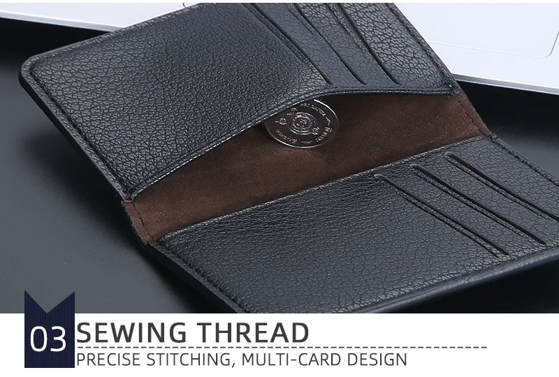 Baellerry Slim Compact Luxury Brand Wallet Men Soft Leather Credit Card Holders Wallet for Men Small ID Card Case Cardholder