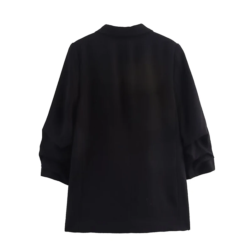 YENKYE سترة غير رسمية متعددة الاستخدامات بأكمام مطوية للنساء بزر واحد وياقة على شكل طية صدر السترة ملابس خارجية للمكتب والخريف