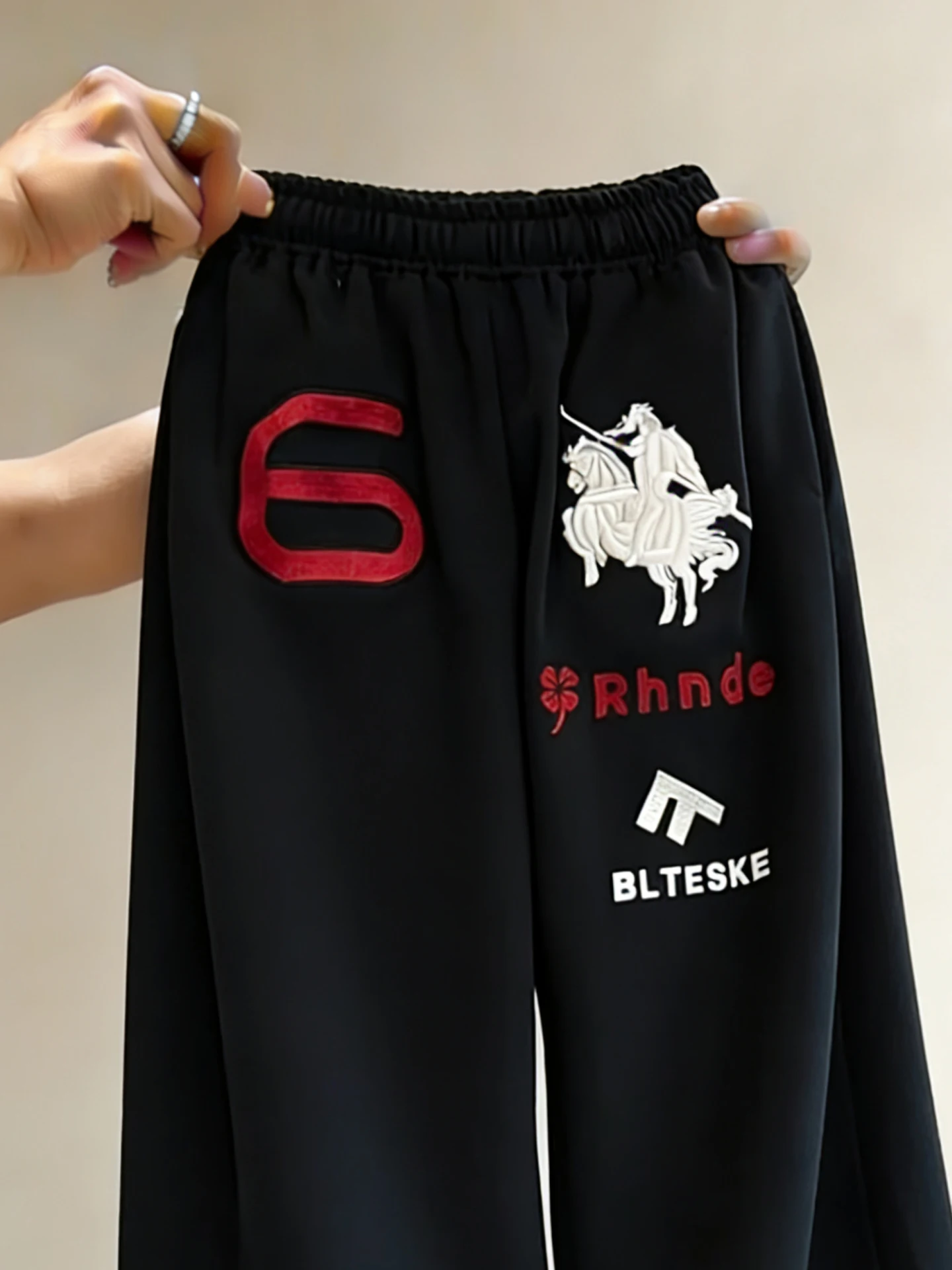 American High Street Fashion Brand Printed Straight Casual Pants Men Women Summer Retro High Waist Loose Wide Leg Sports Pants