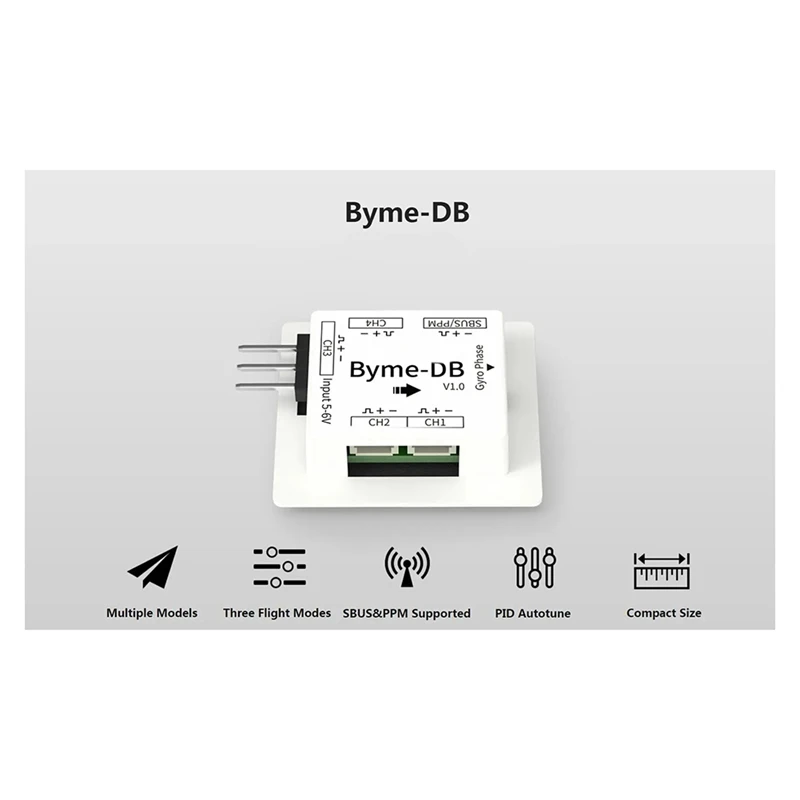 Byme-DB Fixed Wing Flight Control Built-in Gyroscope for Wing Micro-Paper Plane J10 SU27 F22-AD23