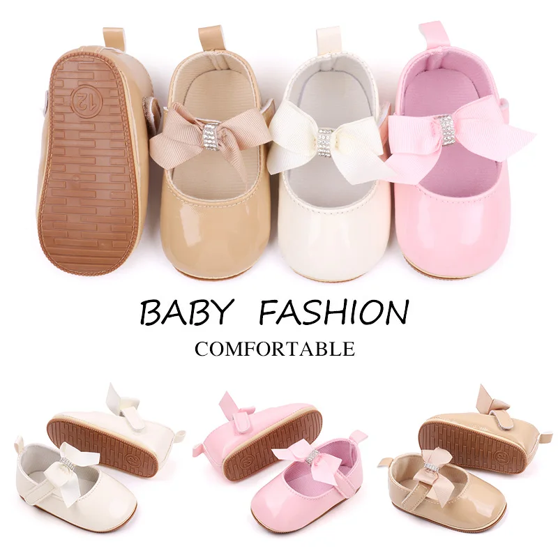 Baby Shoes Girl Mary Jane Cute Bowknot Soft PU Beautiful Baby Girl Shoes TPR Sole Anti-slip Soft Wear Comfortable 2023 Fashion