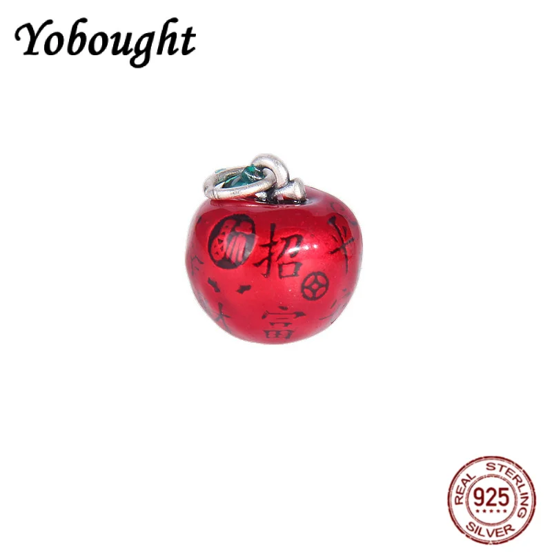 

NEW 925 Sterling Silver 3D Hollow Lucky Apple Pendant For Women European And American Fashion Cute Christmas Gift