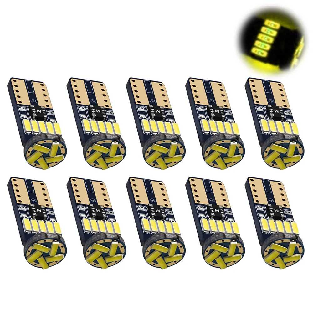 

10pcs Super Bright T10 License Plate Light 194 168 Car LED Reading Bulbs W5W 12V Interior lamps