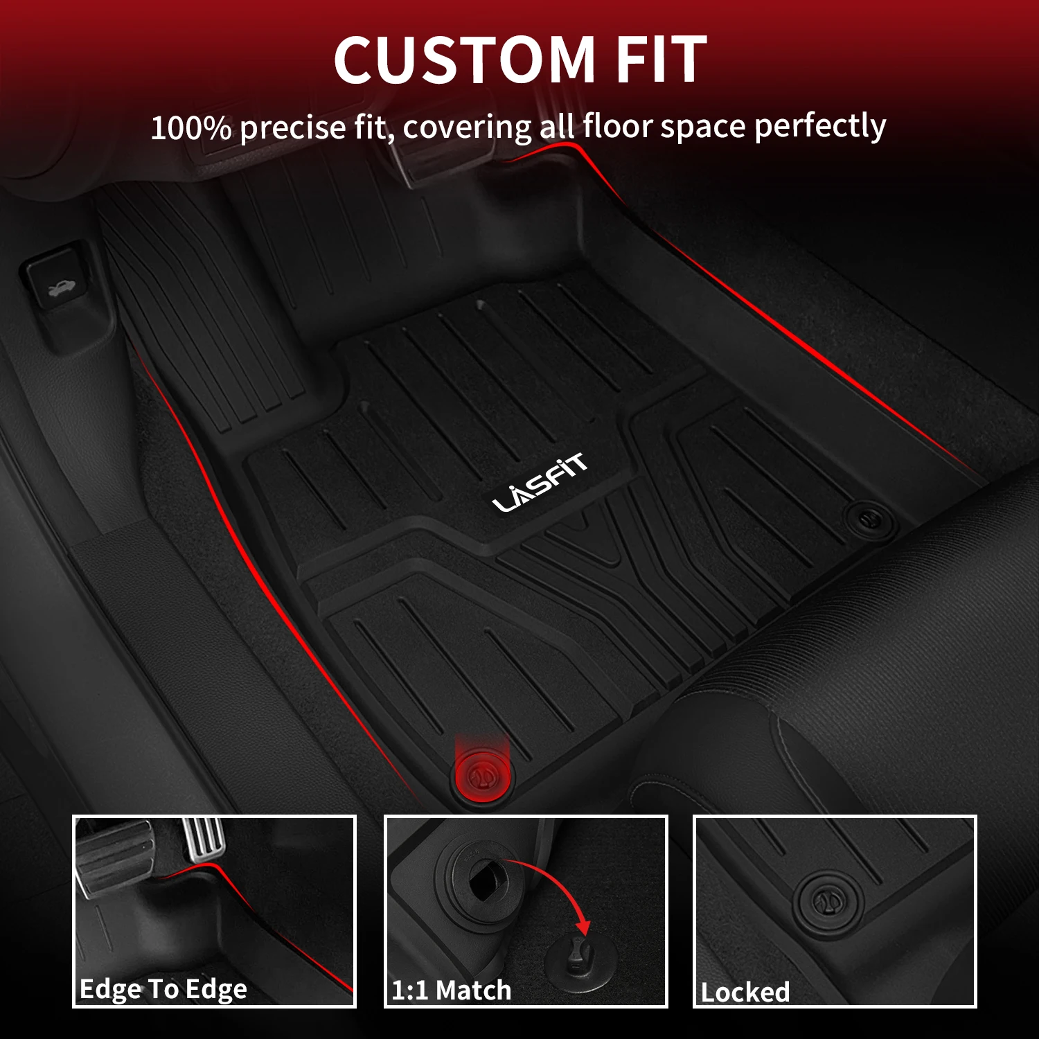 LASFIT Floor Mats Fit for 2018-2022 Honda Accord (Include Hybrid Models) Front & Rear Row TPE All Weather Black Floor Liners