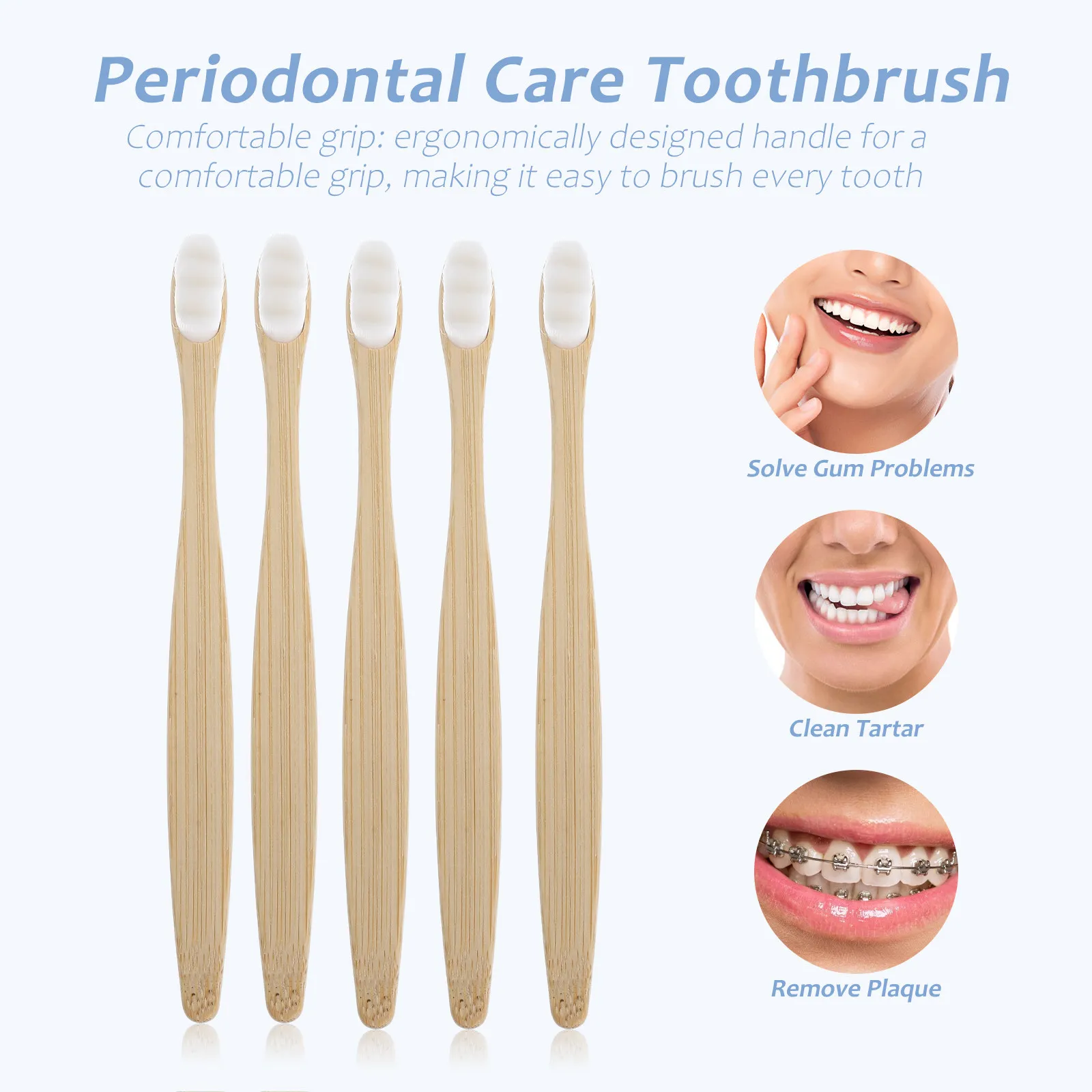 5Pcs Aesthetic Round Toothbrush for Adults Soft Medium Bristles Minimalist Style Gentle Care Travel Essential Portable Brush