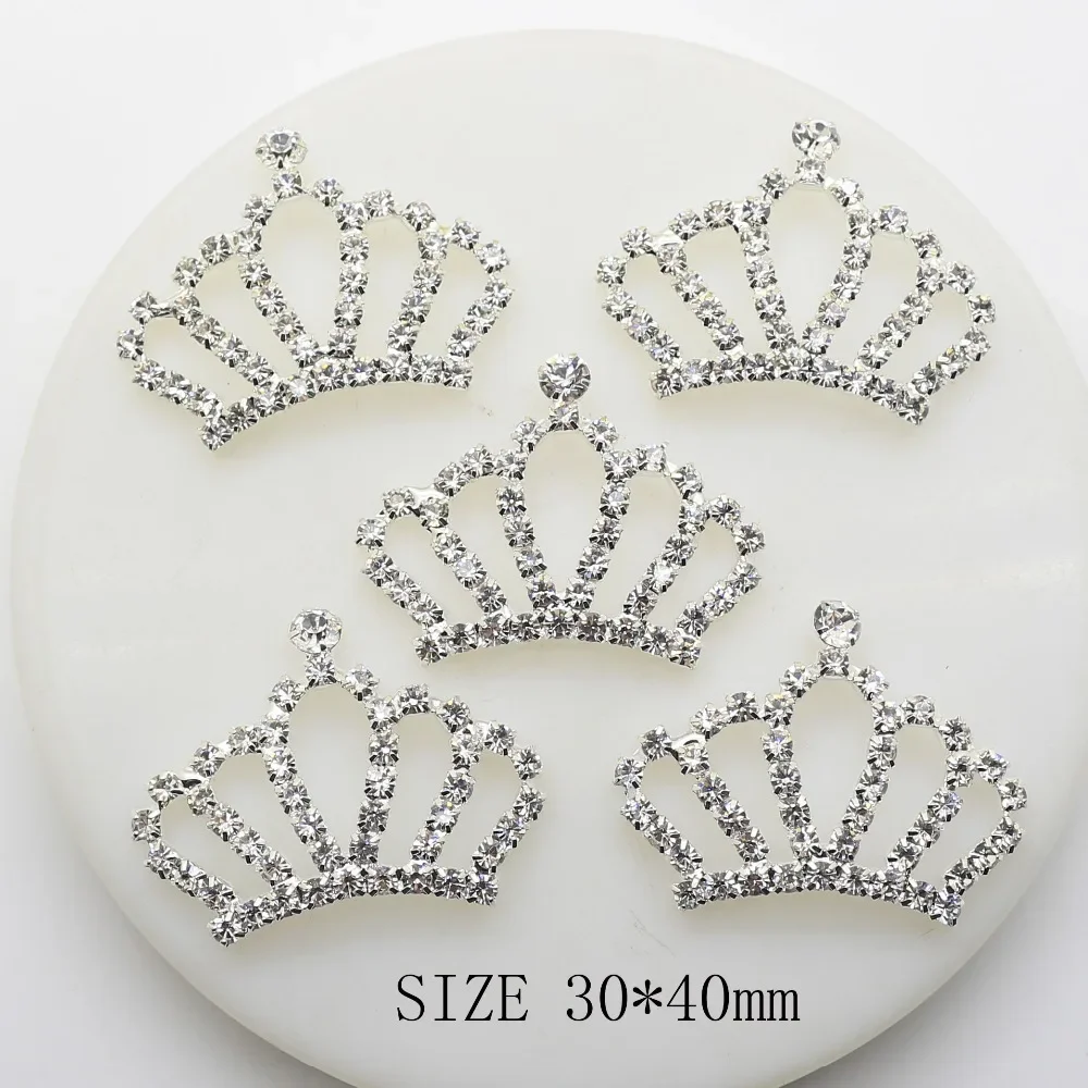 

5pcs/lot Crown Rhinestone Buttons Bling Alloy Crown For DIY Baby Girls Headband Wedding Party Bride Headdress Hair Embellishment