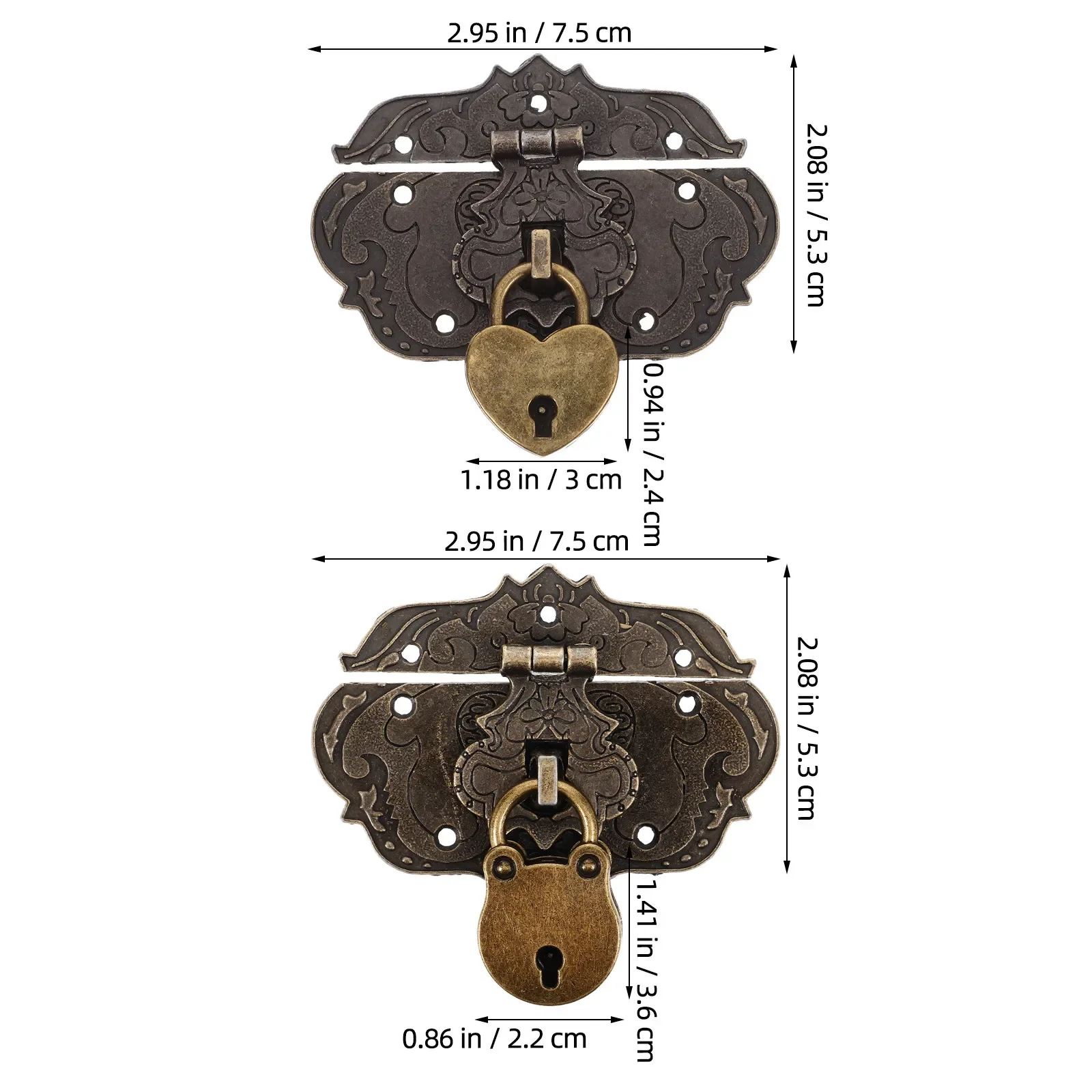 yes2 Sets Retro Lock Padlock Bear And Heart Padlock Locking Key And Hasp Latches For Wood Boxes Keyed Padlocks Clasp Buckle