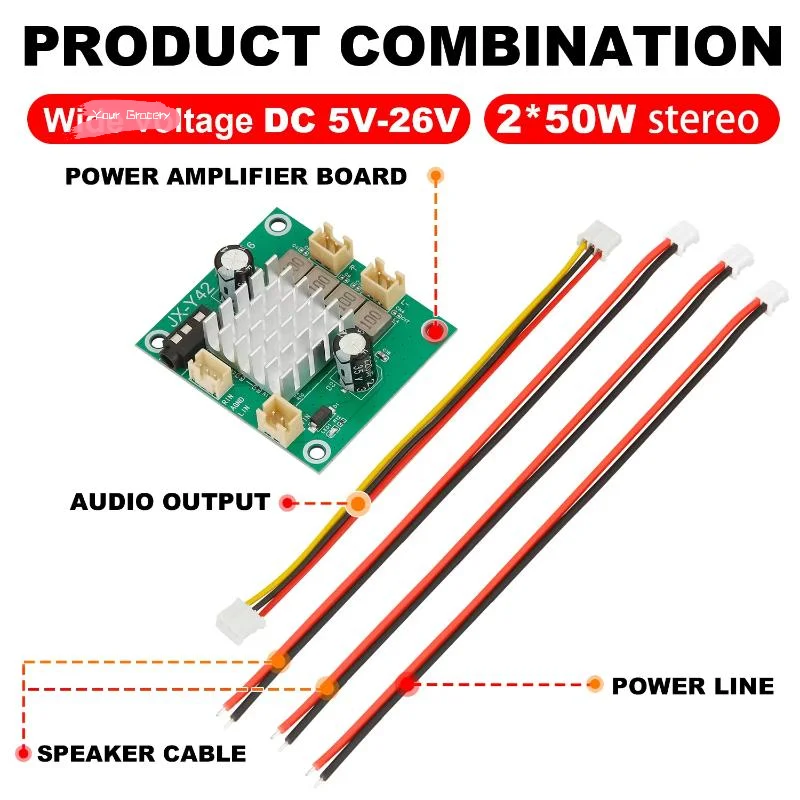 

Y-1 Set DIY 50W + 50W Amplificador Sound Board DC 5-26V 100W 2.0 Channel Digital Stereo Class D Audio Power Amplifier Board