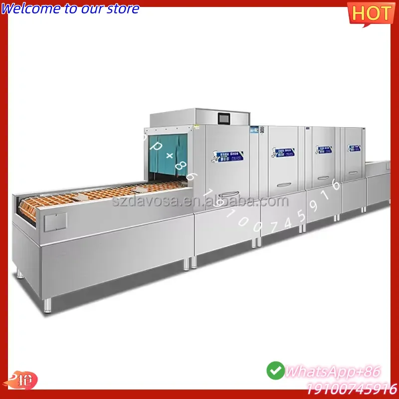 2026Hot Full Automatic Industrial Dish Washing Machine Dryer Stainless Steel Housing Electric Power for Crate Plastic Basket