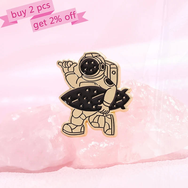 Solar System Pines Lapel Badges Punk Jewelry Gift for Kids Friends Space Astronaut Enamel  Brooch Custom Stellar