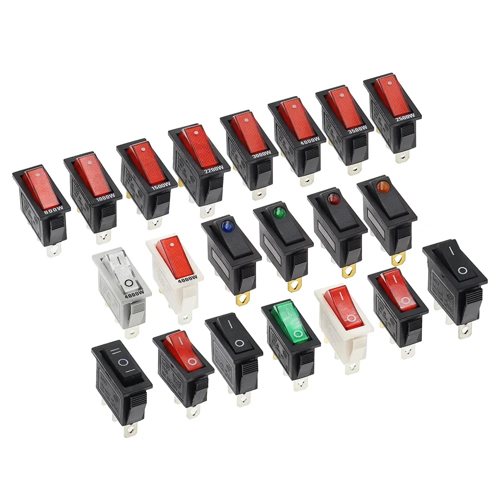 10pcs Rocker Switch Mini Switch ON-OFF-ON 2 Position 3Pins Electrical equipment With Light Power Switch 16A 20A
