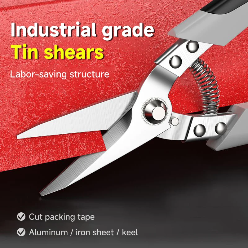 Professional Industrial Shears:Stainless Steel Scissors Tin Snips for Metal Sheet & PVC Pipe Cutting