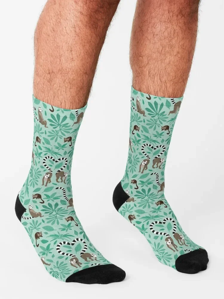 Lemur love mint leaves calcetines de lujo para hombres y mujeres, calcetines de invierno