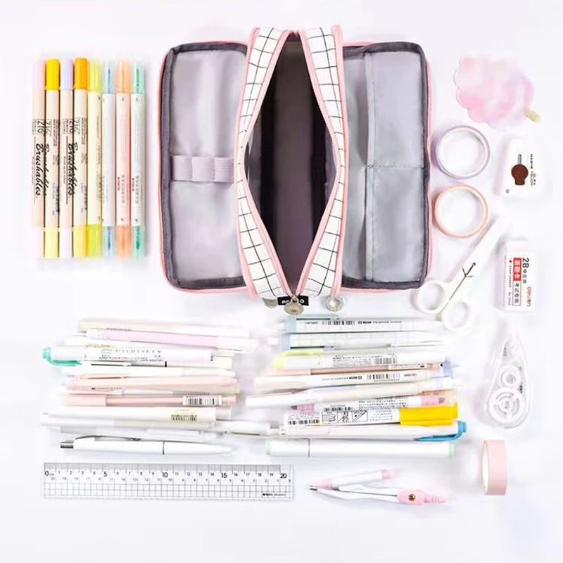 Students Large Capacity Pencil Case Kawaii School Pen Case Supplies Pencil Storage Bag Pencil Cases Big Pen Box Pouch Stationery