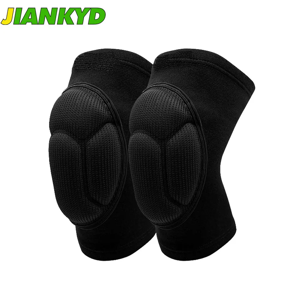 JIANKYD 1Pair Protective Knee Pads Thick Sponge Football Volleyball Extreme Sports Anti-Slip Collision Avoidance kneepad Brace