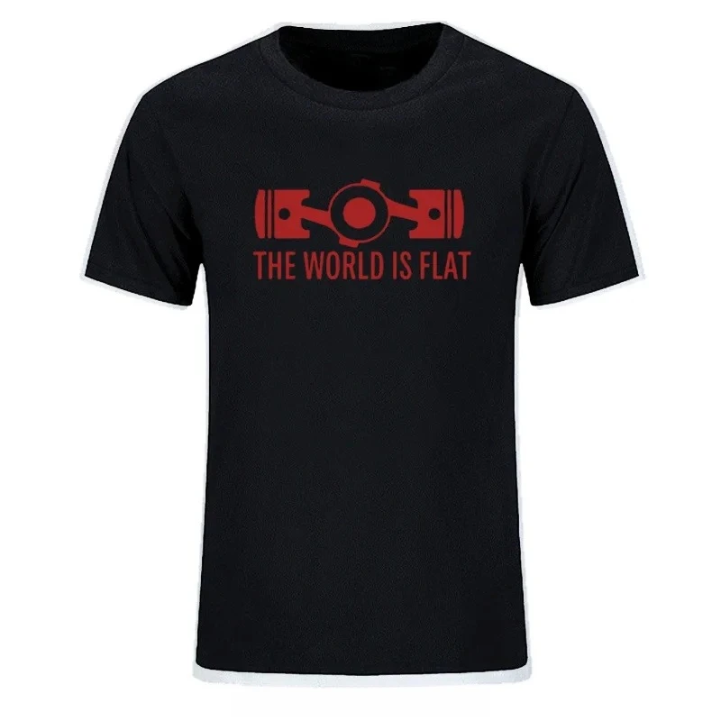 The World Is Flat Engine Graphic Printed T-shirt Men Women Cotton Loose Casual Short Sleeve T-shirt Men's T-shirt Men's Clothing