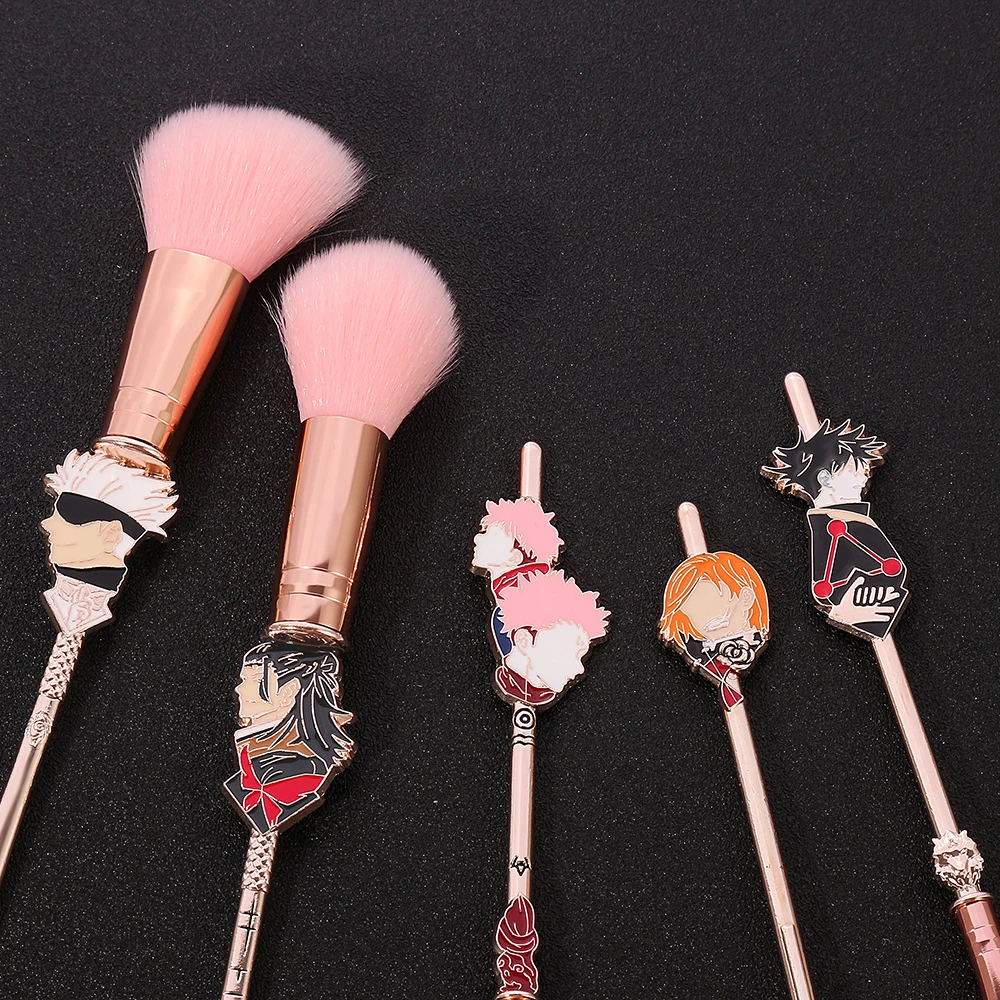 Jujutsu Kaisen Makeup Brush para Mulheres, Ferramentas Profissionais de Cosméticos, Acessórios Cosplay, Gojo Satoru Beauty, Cartoon Tools, 5Pcs por conjunto