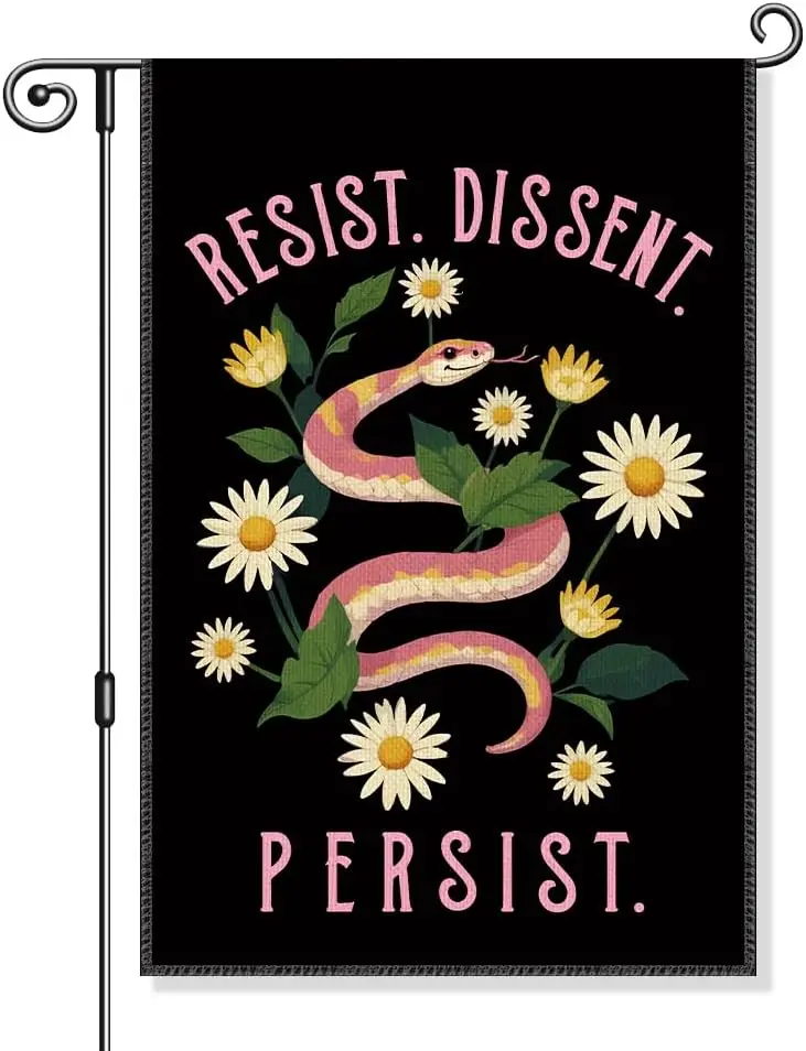 Resist Dissent Persist Garden Flag, Funny Floral Protest Yard Flags for Outdoors, Human Rights Equality Flag, Feminist Socia SSL