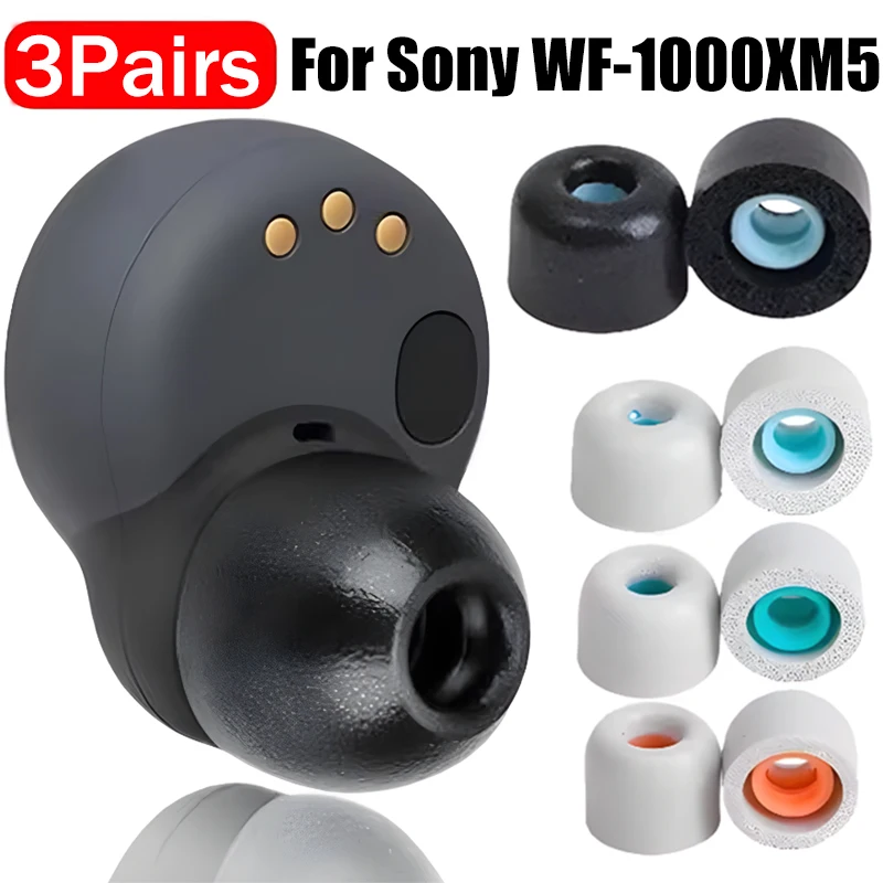 Replacement Memory Foam Earbuds Ear Tips Noise Isolating For Sony WF-1000XM5 Eartip Anti Slip Noise Cancelling Earphone Earplug