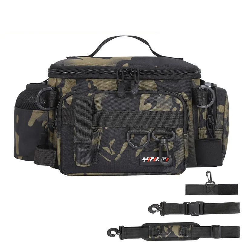 Waterproof Fishing Bag Cross Body Sling Fishing tackle Backpack with Rod Holder Box Storage Military Outdoor Compact Lure Bag