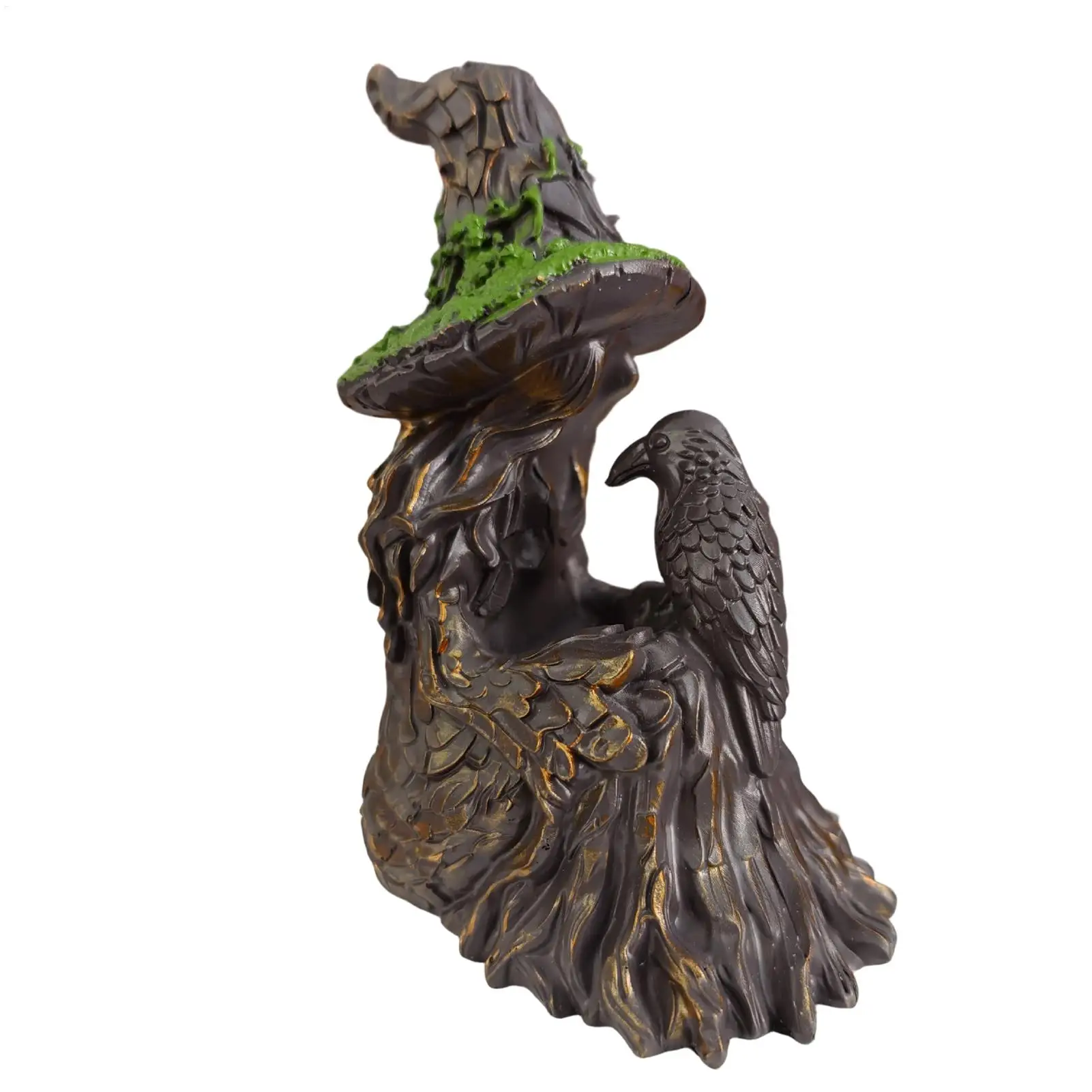 Witch Figurines And Statues Retro Battery Operated LED Light Up Raven Figurine Halloween Witch Decor For Bedroom Living Room