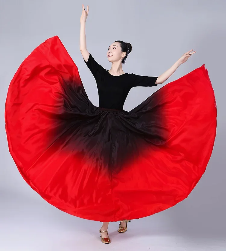 lady belly dancing gradient long skirt flamenco skirt classic style woman fashion bullfight dancing skirt