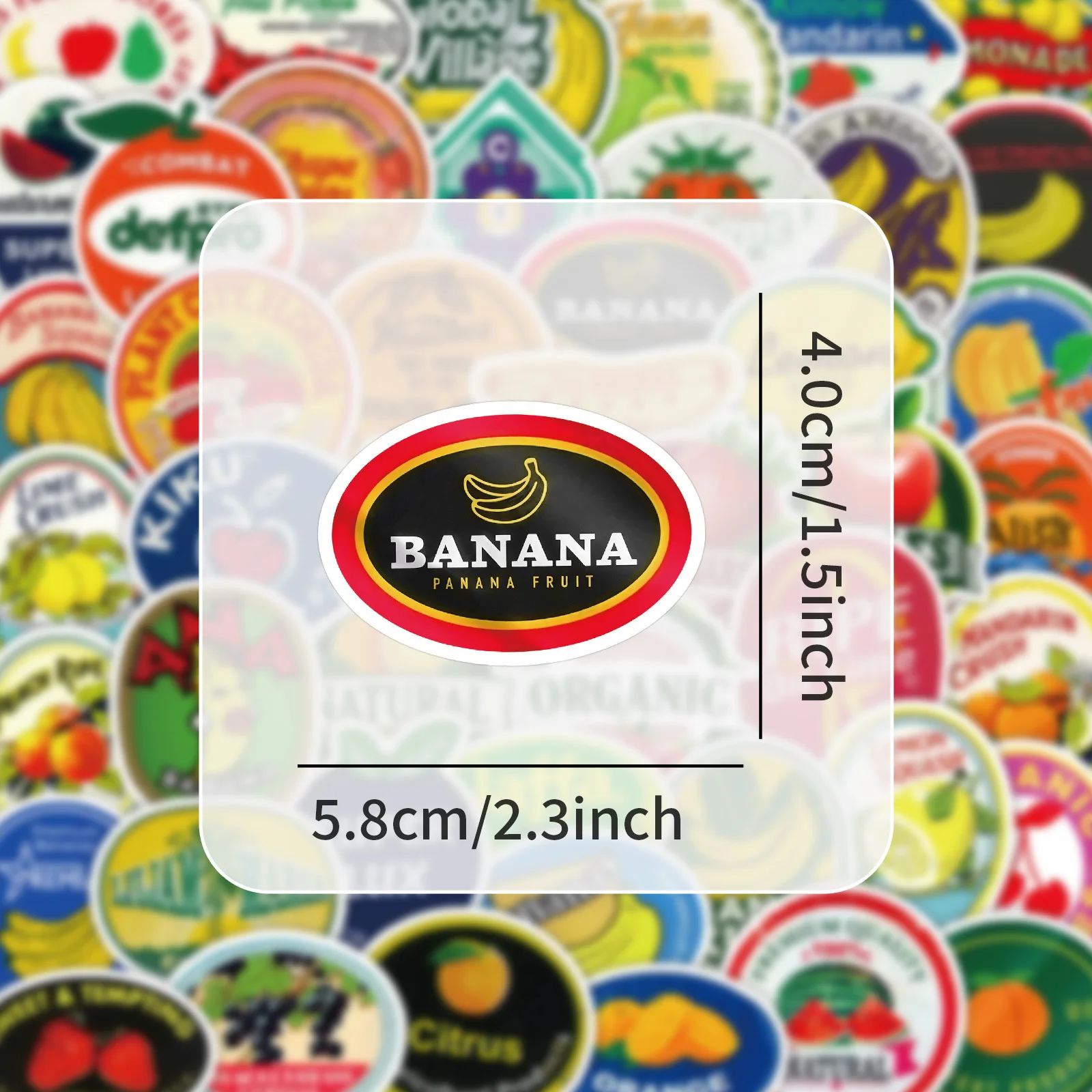 สติกเกอร์กันน้ำลายการ์ตูนผลไม้และตัวอักษรสีสันสดใส 50/100 ชิ้น สำหรับโทรศัพท์ รถยนต์ สเก็ตบอร์ด หมวกกันน็อค กล่องเครื่องเขียน ที่ใส่ปากกา