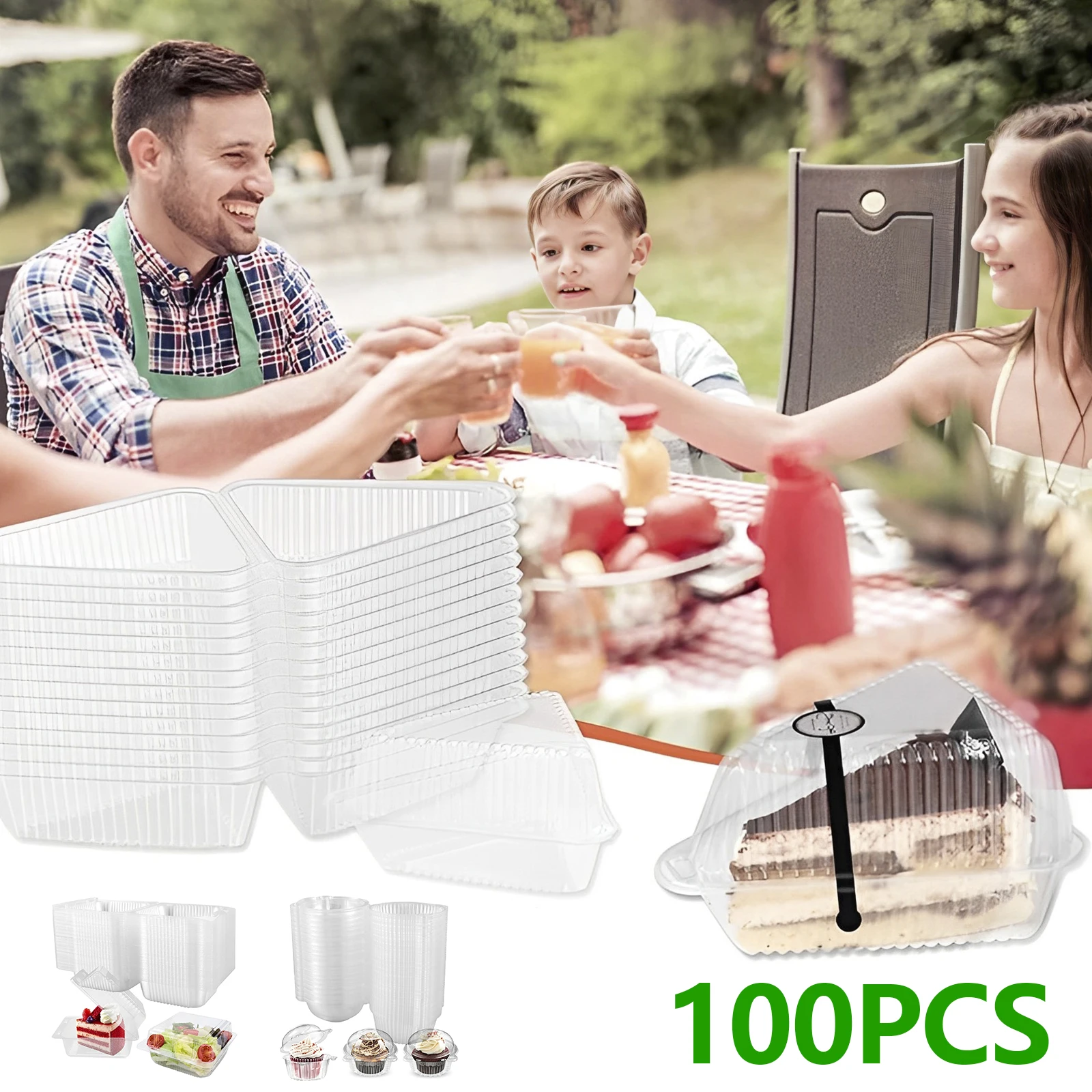 100Pcs Square Cheesecake Boxes Slice Cake Box