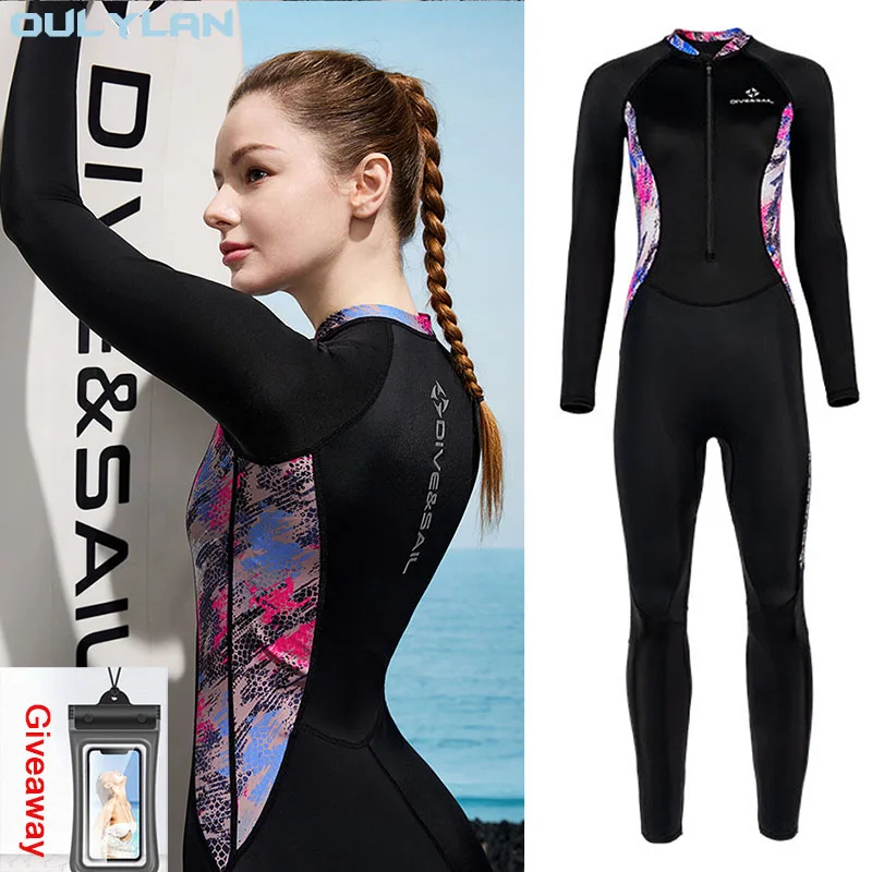 

Oulylan Long Sleeve One Piece Swimming Snorkeling Body Suit Full Body Dive Skins Wetsuit Swimsuit Sun UV Protection
