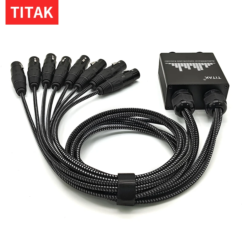 8 Channel XLR to RJ45 Audio Extender Braid Cable DMX512 Network Signal Extender for Microphone Mixer Amplifier and Speaker