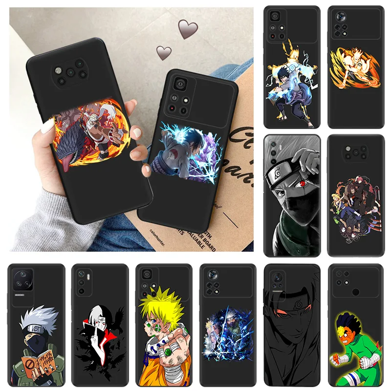 Soft Cases for Xiaomi Mi Poco X4 Pro F3 F4 GT F5 X3 X5 5G M4 M3 M5S C51 C50 C40 M5 Anime Black Phone Case Cover Narutos