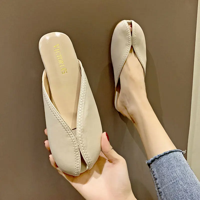 Home Flat Indoor Woman Slippers House Summer Rubber Shoes For Women 2024 Slides Sandals Mules Chic Elegant Low Price Y Designer