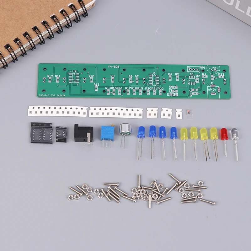 DIY Sound Control LED Music Spectrum Electronic Kit Crystal Column Audio Display PCB Soldering Practice Kit LM339 LM358 DC5-12V
