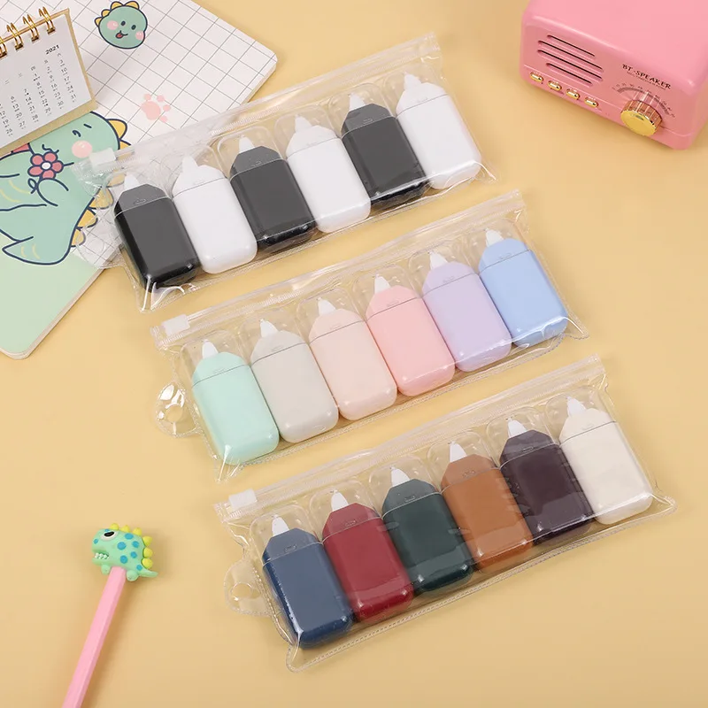 6 Pcs Cute Kawaii Macaron Correction Tape Set Altered Tools School Office Corrector Stationery Kids Sweet School Supplies