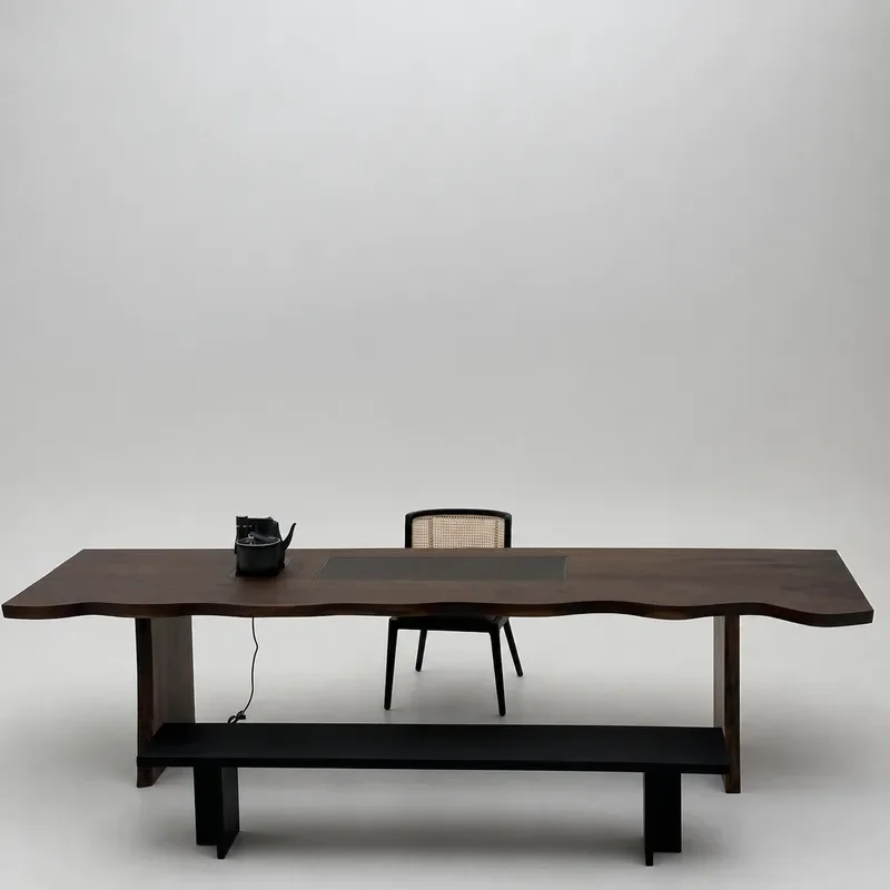 Italian Minimalist Solid Wood Tea Table Creative Special Shaped Walnut Design for Tea House Room Nordic Living Room Home