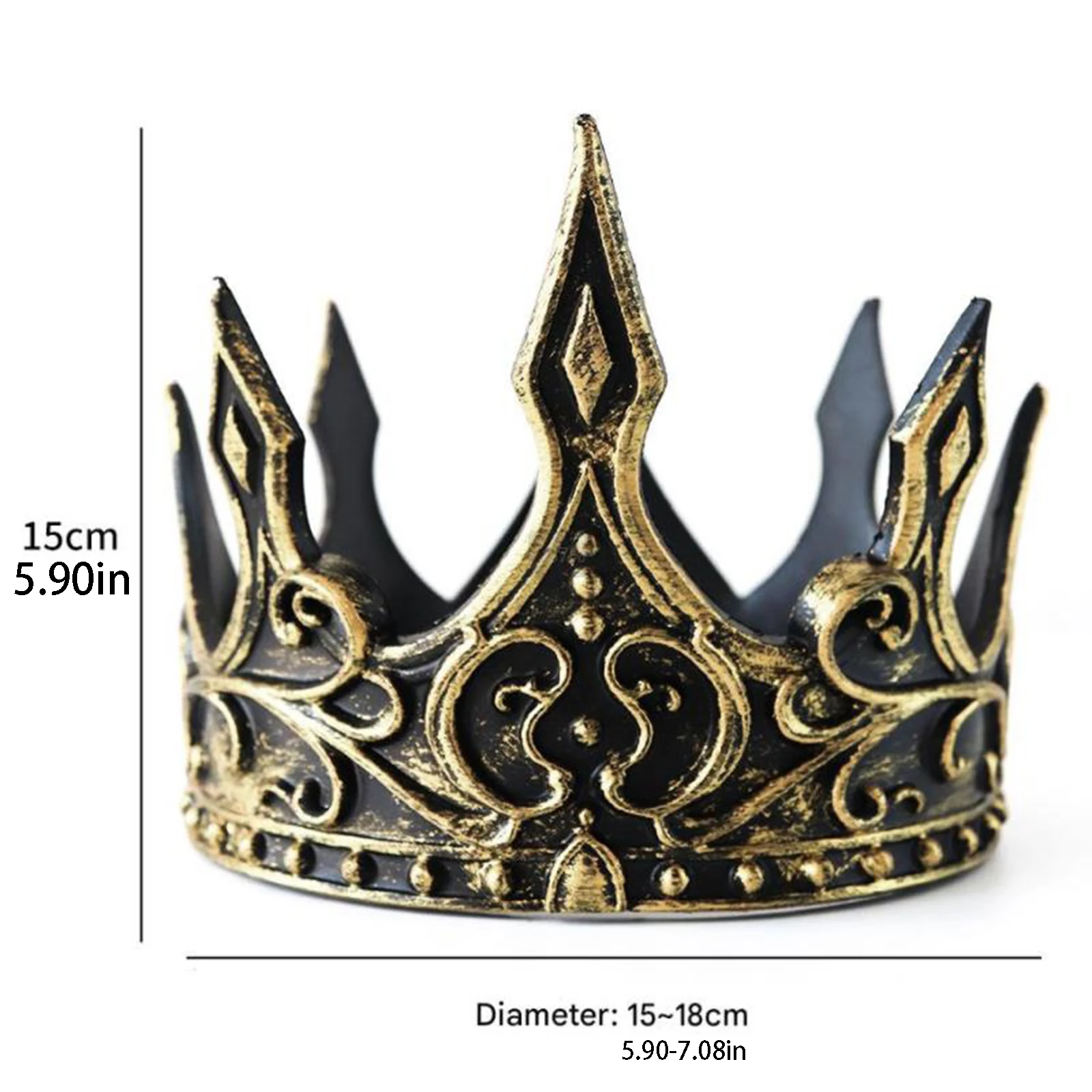 Męska Korona Królewska, Regulowana Korona Królewska Średniowieczny Kostium Króla Rekwizyty Balowe Halloween Cosplay Akcesoria
