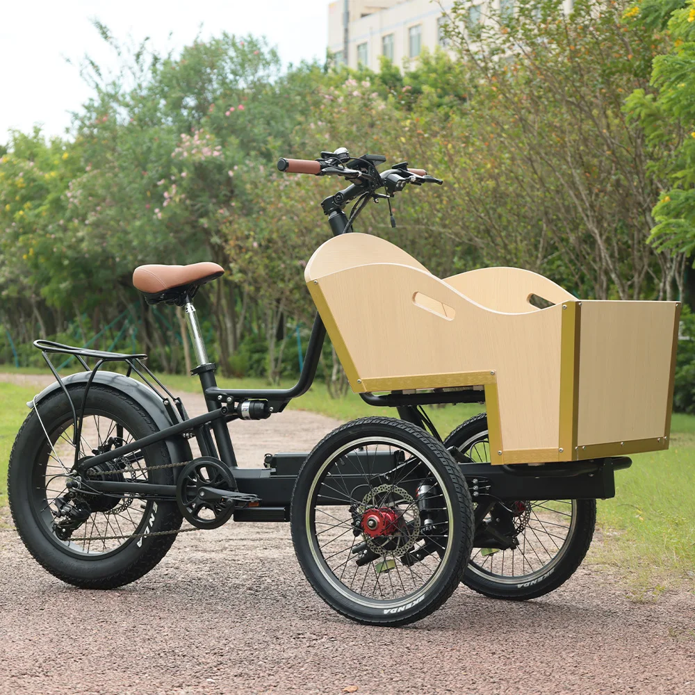 Fat Trike électrique à longue portée pour adultes, vélo cargo familial, 3 roues, prix bon marché