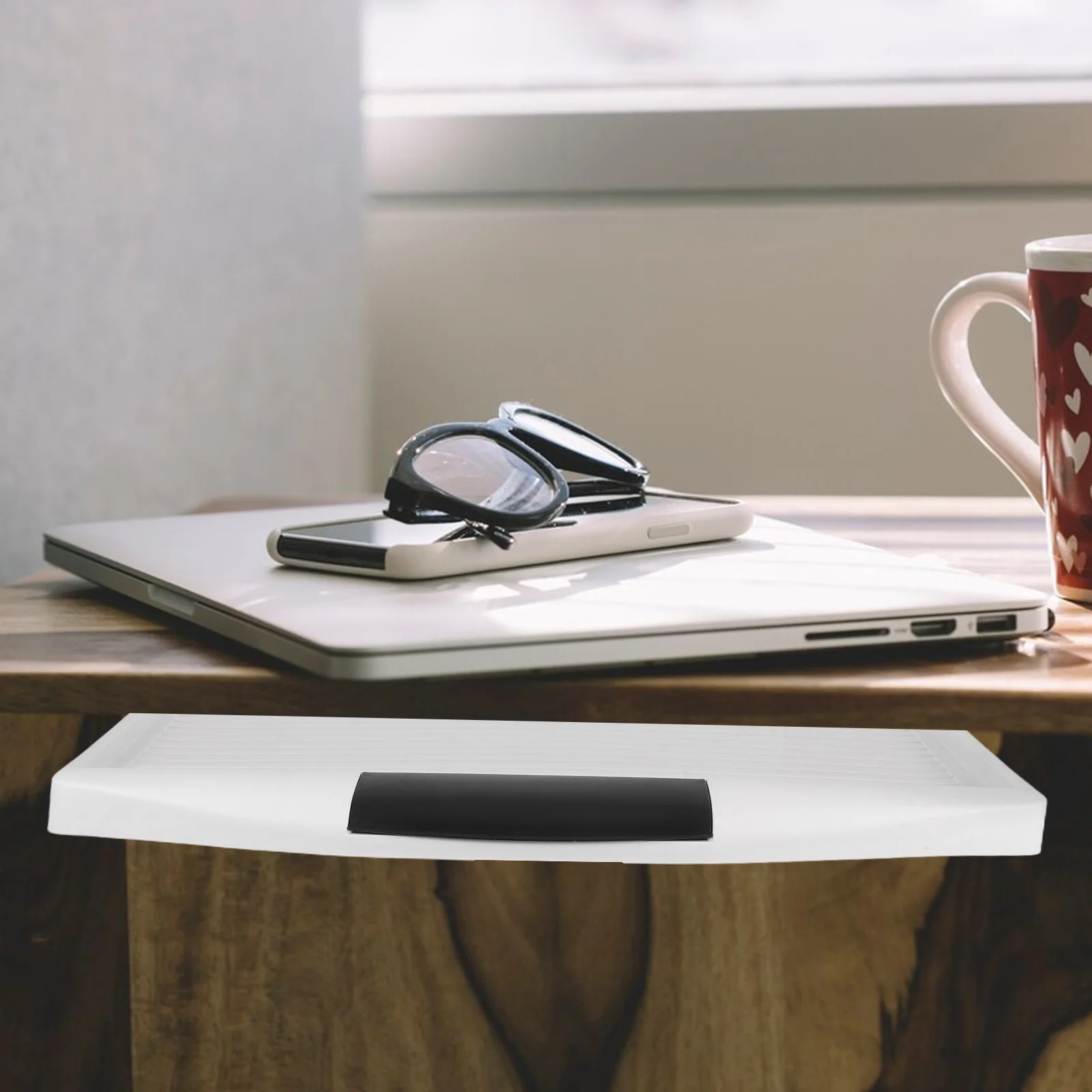 

Keyboard Tray Set Desk Attachment Slide Out Holder Office Accessories Durable Plastic Smooth Mechanism Ergonomic Height Easy