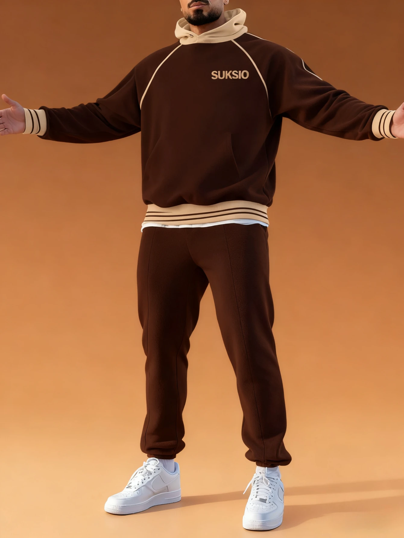 

Мужской комплект из 2 предметов, модная толстовка в сочетании со свободными повседневными брюками. | удобная и теплая ткань, мужской комплект с капюшоном.