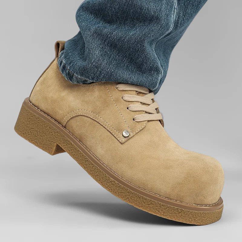 

Men Derby Shoes Faux Suede Thick Sole Round Toe Trendy Business Men Shoes