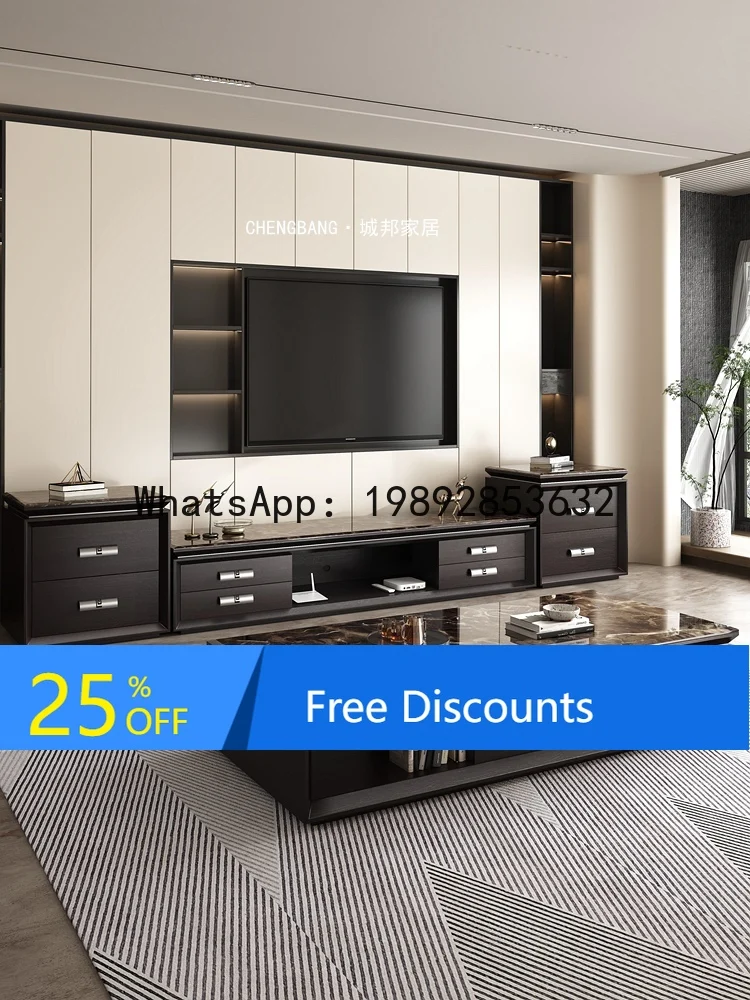 LYY Nordic Living Room Marble Coffee Table TV Cabinet Set Modern Simple Large Apartment Villa High-end First-Class Tea Table