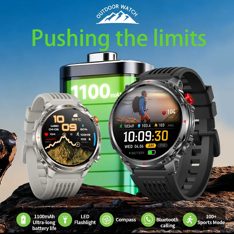 2026 New Outdoor Smart Watch Information Push IP68 Waterproof Health Monitoring 100+Sport Mode Multi-Dial Bluetooth Smart Watch