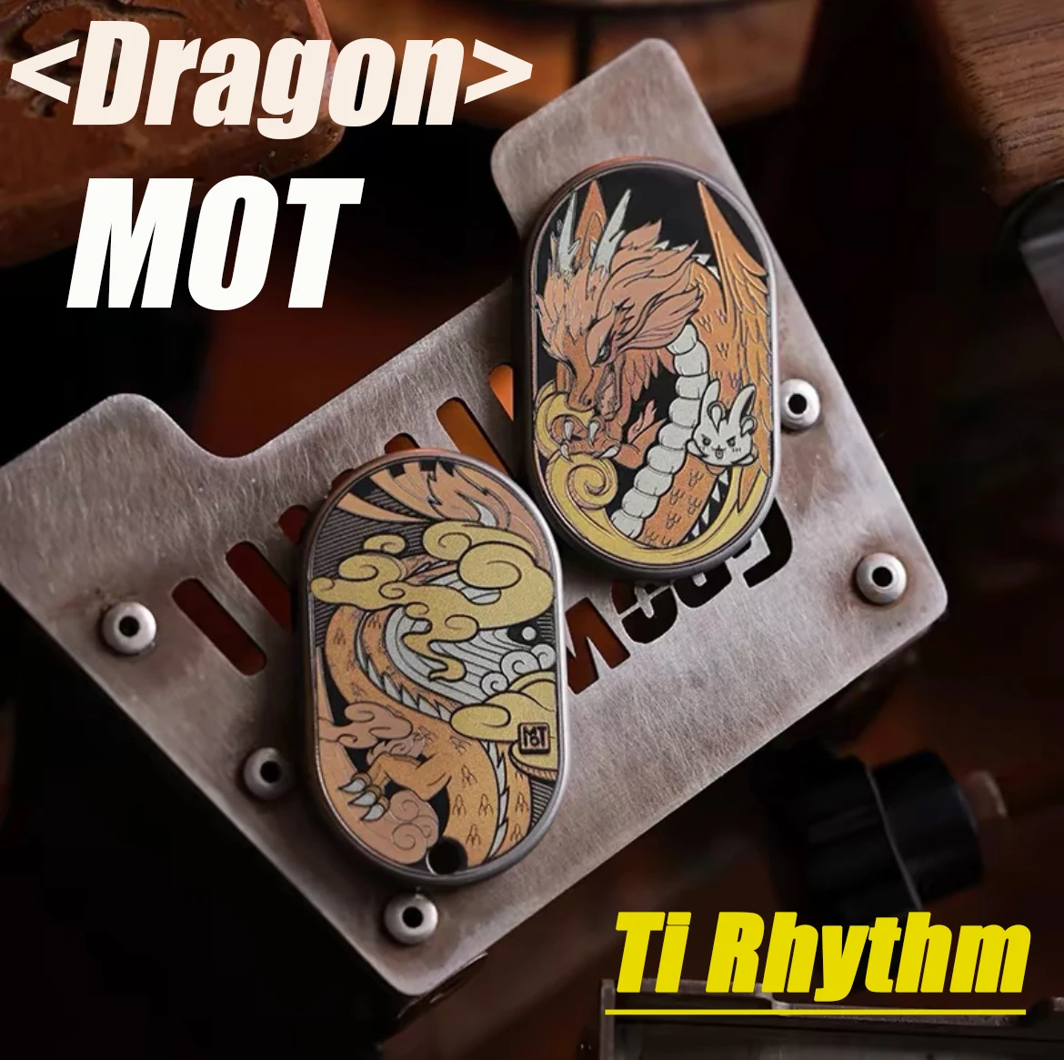 MOT Dragon Titanium Rhythm Mechanical Push Slider Fingertip Gyro EDC Metal Stress Relief Toys