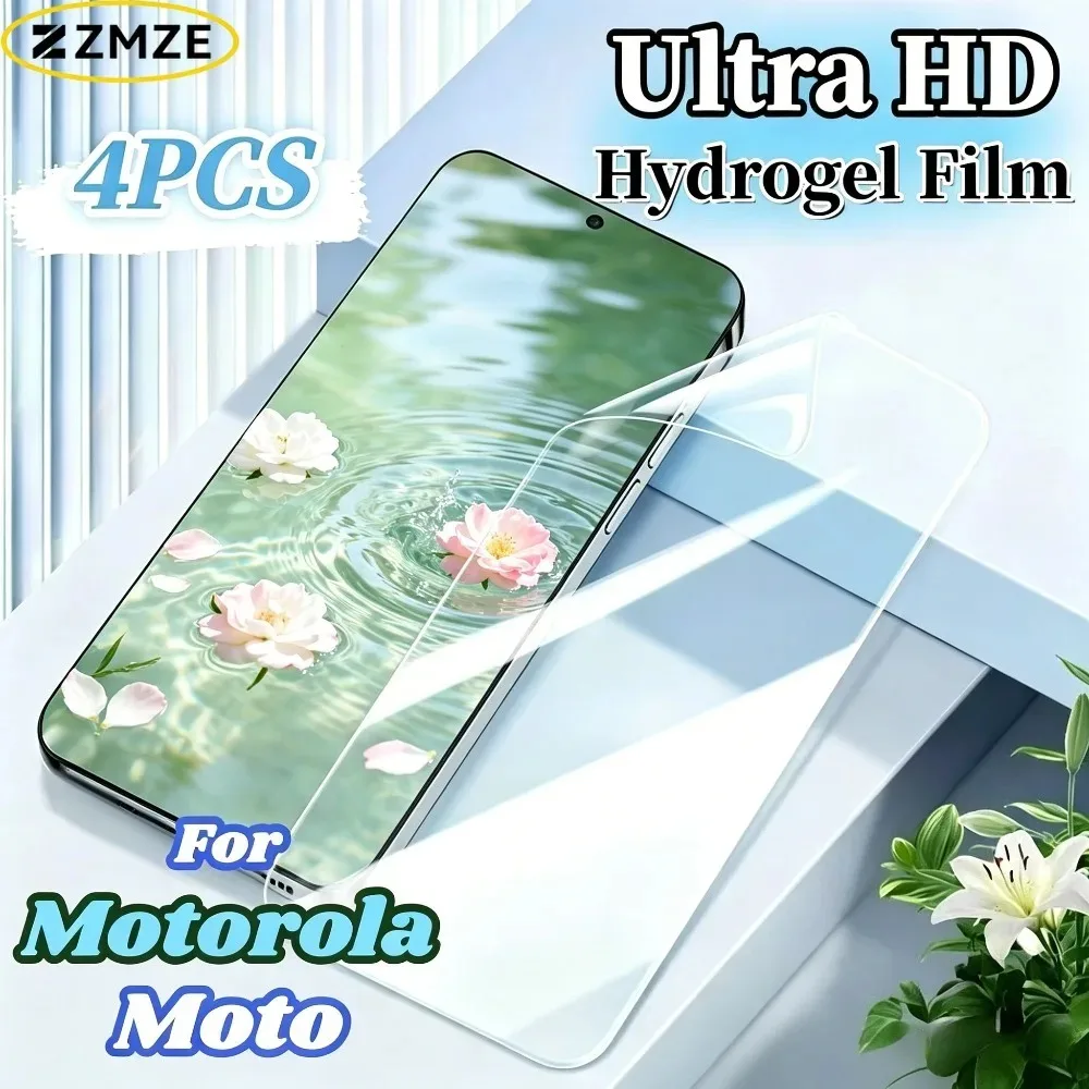 

4 Pack Ultra HD Hydrogel Film Screen Protector for Motorola Moto G24 G06 Power G23 G22 G20 G05 G04 G04S Series High Transparency