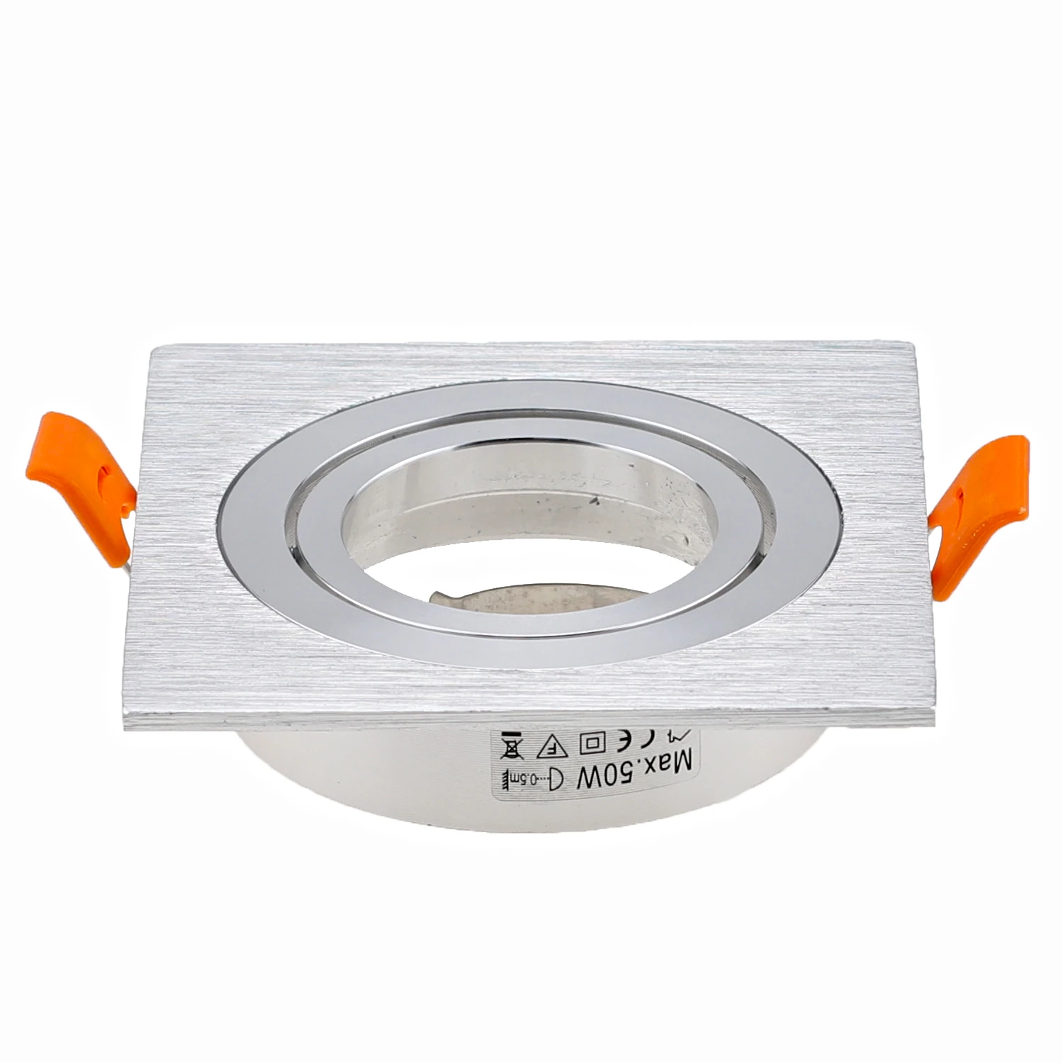 Vierkante Vorm Gu10/Mr16/Gu5.3 Standaard Inbouw Led Downlights Wit Zilver Fitting Uitgesneden 70Mm Armatuur Frame